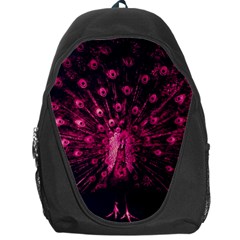 Peacock Pink Black Feather Abstract Backpack Bag by Wav3s