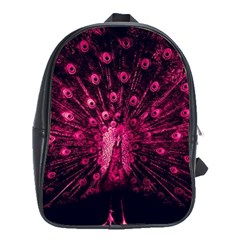 Peacock Pink Black Feather Abstract School Bag (xl) by Wav3s