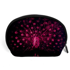 Peacock Pink Black Feather Abstract Accessory Pouch (large) by Wav3s