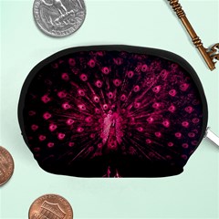 Peacock Pink Black Feather Abstract Accessory Pouch (medium) by Wav3s