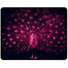 Peacock Pink Black Feather Abstract Two Sides Fleece Blanket (medium) by Wav3s