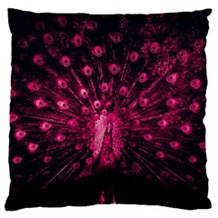 Peacock Pink Black Feather Abstract Standard Premium Plush Fleece Cushion Case (two Sides) by Wav3s