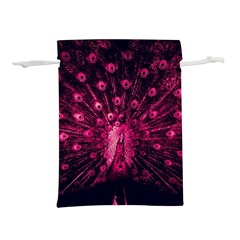 Peacock Pink Black Feather Abstract Lightweight Drawstring Pouch (m) by Wav3s