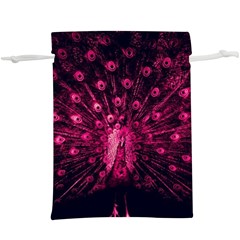 Peacock Pink Black Feather Abstract Lightweight Drawstring Pouch (xl) by Wav3s