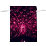 Peacock Pink Black Feather Abstract Lightweight Drawstring Pouch (XL) Back