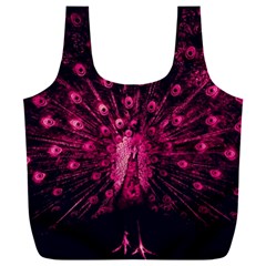 Peacock Pink Black Feather Abstract Full Print Recycle Bag (xxxl)