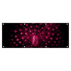 Peacock Pink Black Feather Abstract Banner And Sign 8  X 3  by Wav3s