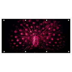 Peacock Pink Black Feather Abstract Banner And Sign 8  X 4  by Wav3s