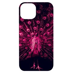 Peacock Pink Black Feather Abstract Iphone 14 Black Uv Print Case