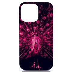 Peacock Pink Black Feather Abstract Iphone 14 Pro Max Black Uv Print Case