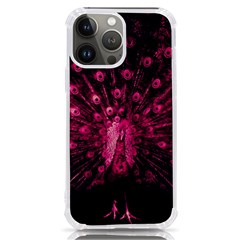 Peacock Pink Black Feather Abstract Iphone 13 Pro Max Tpu Uv Print Case by Wav3s