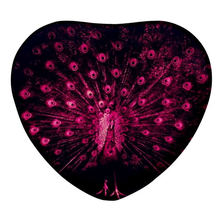 Peacock Pink Black Feather Abstract Heart Glass Fridge Magnet (4 pack)