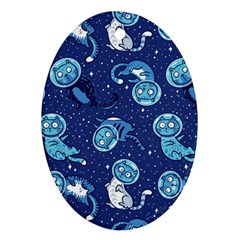 Cat Spacesuit Space Suit Astronaut Pattern Ornament (Oval)