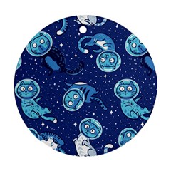 Cat Spacesuit Space Suit Astronaut Pattern Ornament (round) by Wav3s