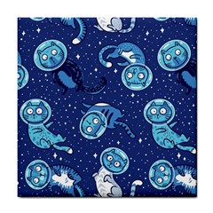 Cat Spacesuit Space Suit Astronaut Pattern Tile Coaster by Wav3s