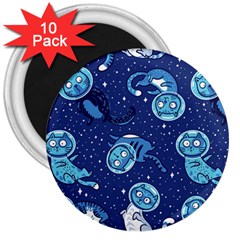 Cat Spacesuit Space Suit Astronaut Pattern 3  Magnets (10 Pack)  by Wav3s