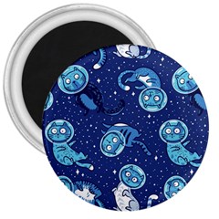 Cat Spacesuit Space Suit Astronaut Pattern 3  Magnets by Wav3s