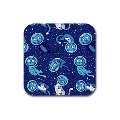 Cat Spacesuit Space Suit Astronaut Pattern Rubber Coaster (square) by Wav3s