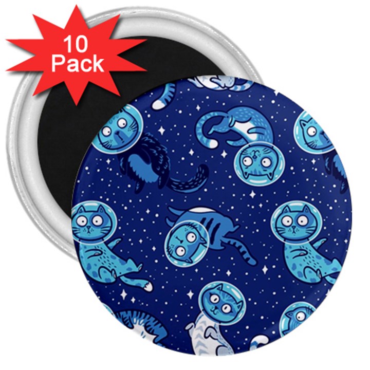 Cat Spacesuit Space Suit Astronaut Pattern 3  Magnets (10 pack) 