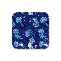 Cat Spacesuit Space Suit Astronaut Pattern Rubber Square Coaster (4 Pack) by Wav3s