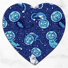 Cat Spacesuit Space Suit Astronaut Pattern Jigsaw Puzzle (heart) by Wav3s