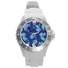 Cat Spacesuit Space Suit Astronaut Pattern Round Plastic Sport Watch (l) by Wav3s