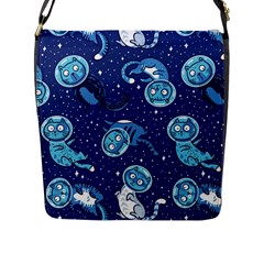 Cat Spacesuit Space Suit Astronaut Pattern Flap Closure Messenger Bag (l) by Wav3s