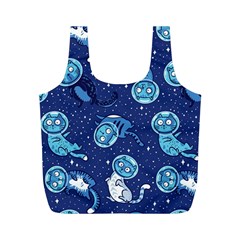 Cat Spacesuit Space Suit Astronaut Pattern Full Print Recycle Bag (M)