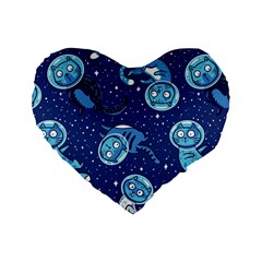 Cat Spacesuit Space Suit Astronaut Pattern Standard 16  Premium Heart Shape Cushions by Wav3s