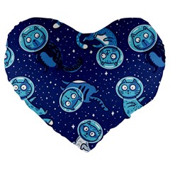 Cat Spacesuit Space Suit Astronaut Pattern Large 19  Premium Heart Shape Cushions by Wav3s