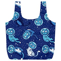 Cat Spacesuit Space Suit Astronaut Pattern Full Print Recycle Bag (xl) by Wav3s