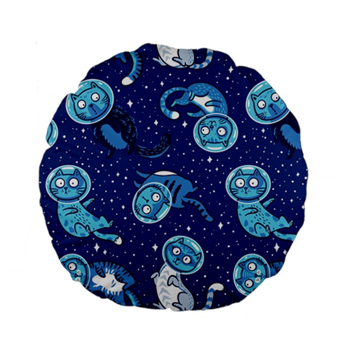 Cat Spacesuit Space Suit Astronaut Pattern Standard 15  Premium Flano Round Cushions