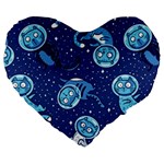 Cat Spacesuit Space Suit Astronaut Pattern Large 19  Premium Flano Heart Shape Cushions Front