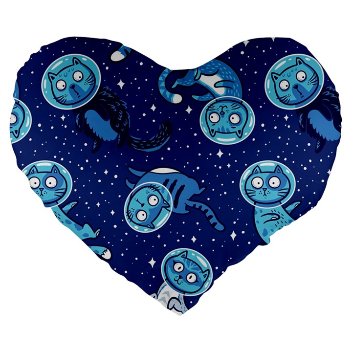 Cat Spacesuit Space Suit Astronaut Pattern Large 19  Premium Flano Heart Shape Cushions