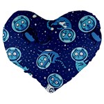 Cat Spacesuit Space Suit Astronaut Pattern Large 19  Premium Flano Heart Shape Cushions Back