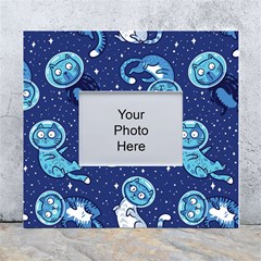 Cat Spacesuit Space Suit Astronaut Pattern White Wall Photo Frame 5  X 7 