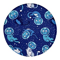 Cat Spacesuit Space Suit Astronaut Pattern Round Glass Fridge Magnet (4 Pack) by Wav3s