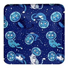 Cat Spacesuit Space Suit Astronaut Pattern Square Glass Fridge Magnet (4 Pack) by Wav3s