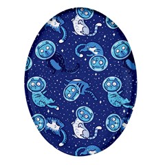 Cat Spacesuit Space Suit Astronaut Pattern Oval Glass Fridge Magnet (4 Pack) by Wav3s