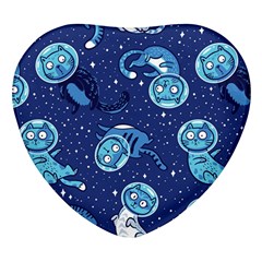 Cat Spacesuit Space Suit Astronaut Pattern Heart Glass Fridge Magnet (4 Pack) by Wav3s