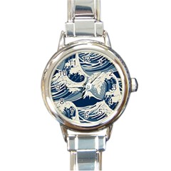 Japanese Wave Pattern Round Italian Charm Watch by Wav3s