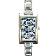 Japanese Wave Pattern Rectangle Italian Charm Watch by Wav3s