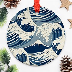 Japanese Wave Pattern Ornament (round) by Wav3s