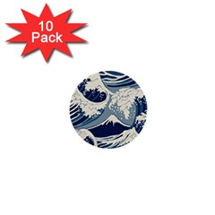 Japanese Wave Pattern 1  Mini Buttons (10 Pack)  by Wav3s