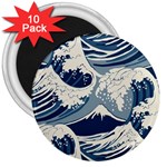 Japanese Wave Pattern 3  Magnets (10 pack)  Front