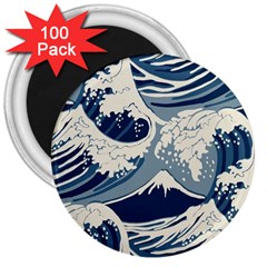 Japanese Wave Pattern 3  Magnets (100 Pack) by Wav3s