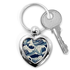 Japanese Wave Pattern Key Chain (heart) by Wav3s