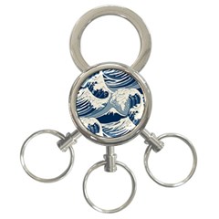 Japanese Wave Pattern 3-ring Key Chain by Wav3s