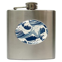 Japanese Wave Pattern Hip Flask (6 Oz) by Wav3s