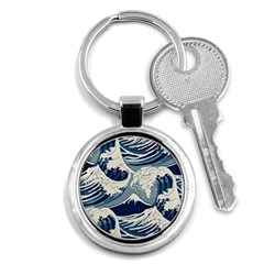 Japanese Wave Pattern Key Chain (round) by Wav3s